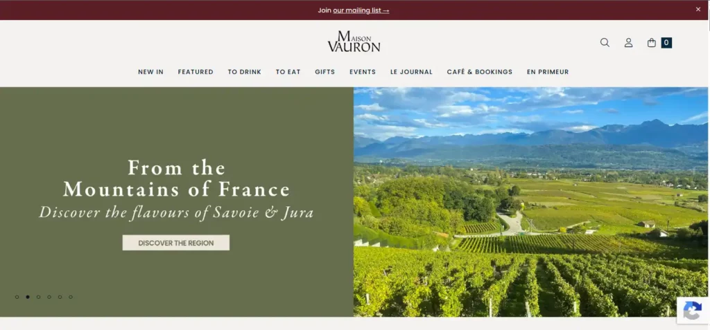 Site Maison Vauron, page de présentation d'un domaine