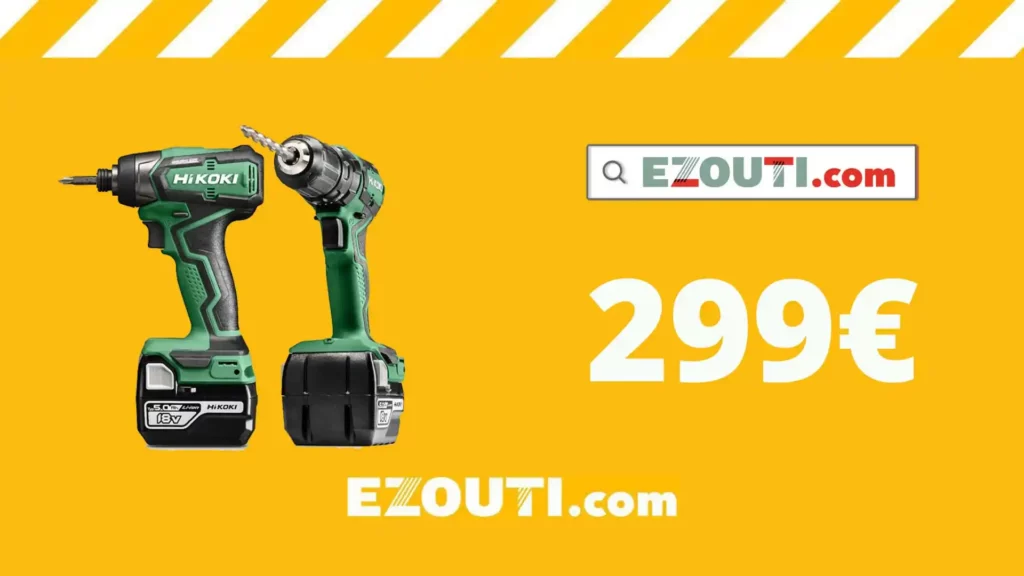Visuel publicitaire Ezouti : perceuse et visseuse à 299 €